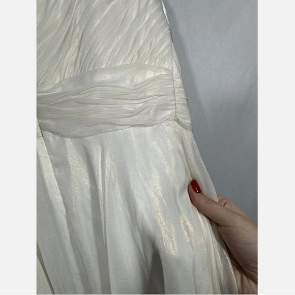 NWT $398‎ Mac Duggal [ 0 ] Rosette One Shoulder Tea Length Dress White - Picture 12 of 15